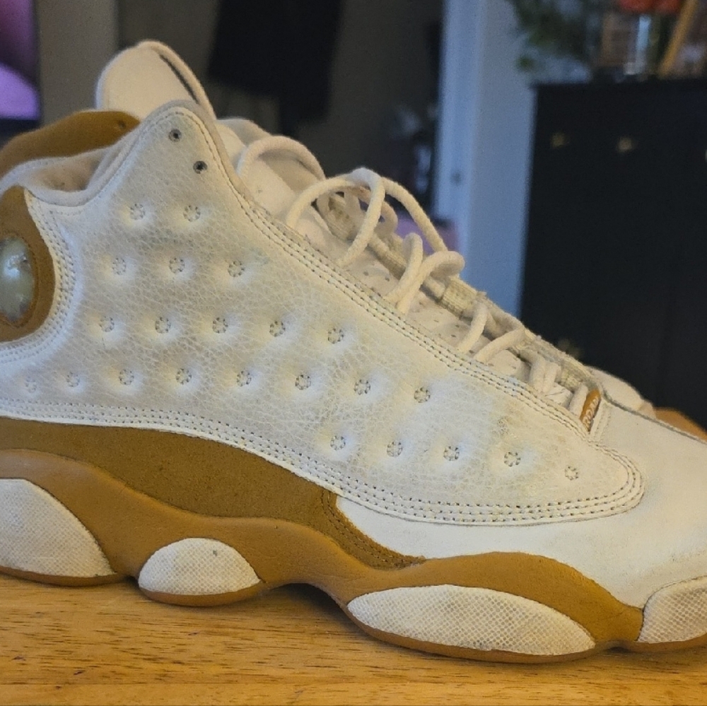 Jordan White and Tan Sneakers